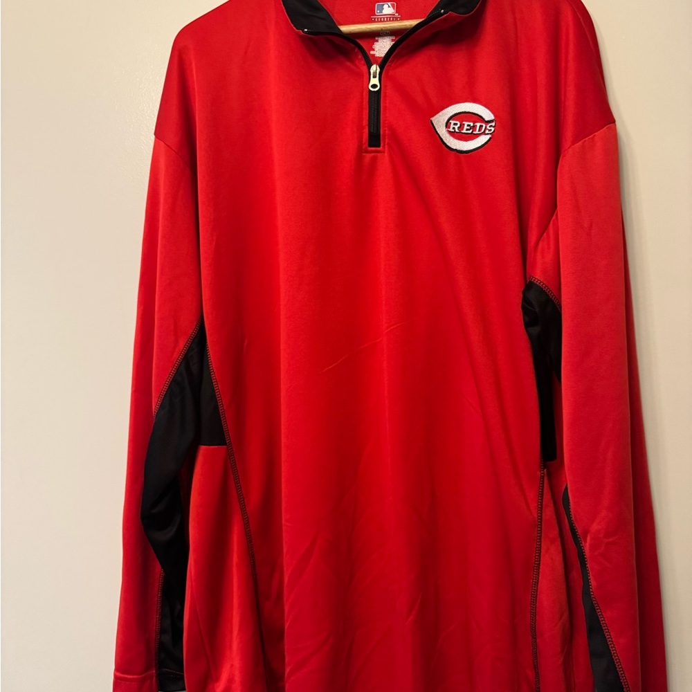 Red and Black Quarter-Zip Sweatshirt